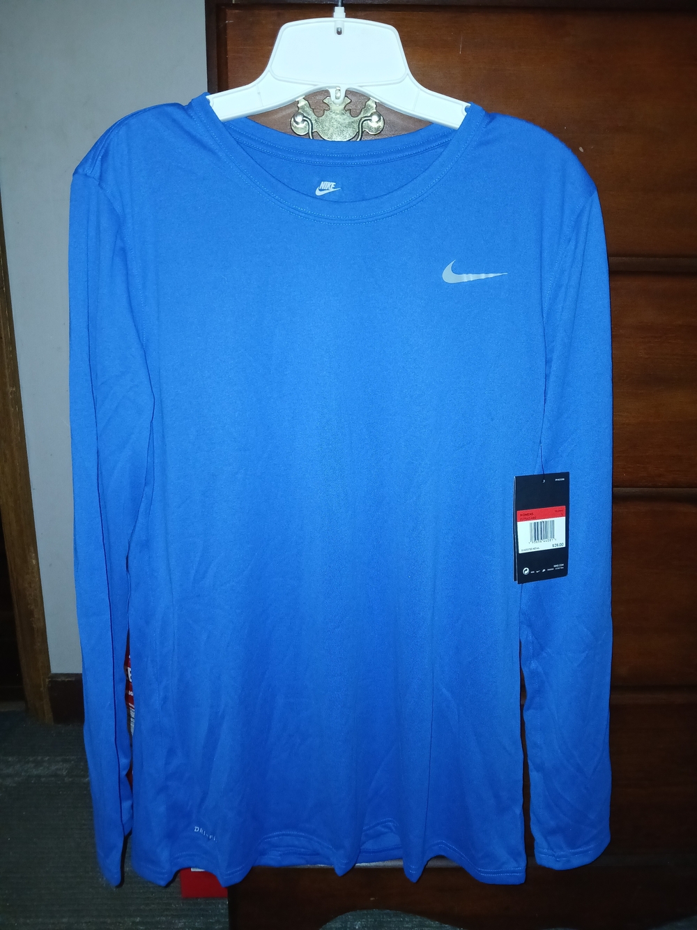 Nike NWT Women's L Long-Sleeve Athletic Tee - Blue with Silver Swoosh - Picture 2 of 8